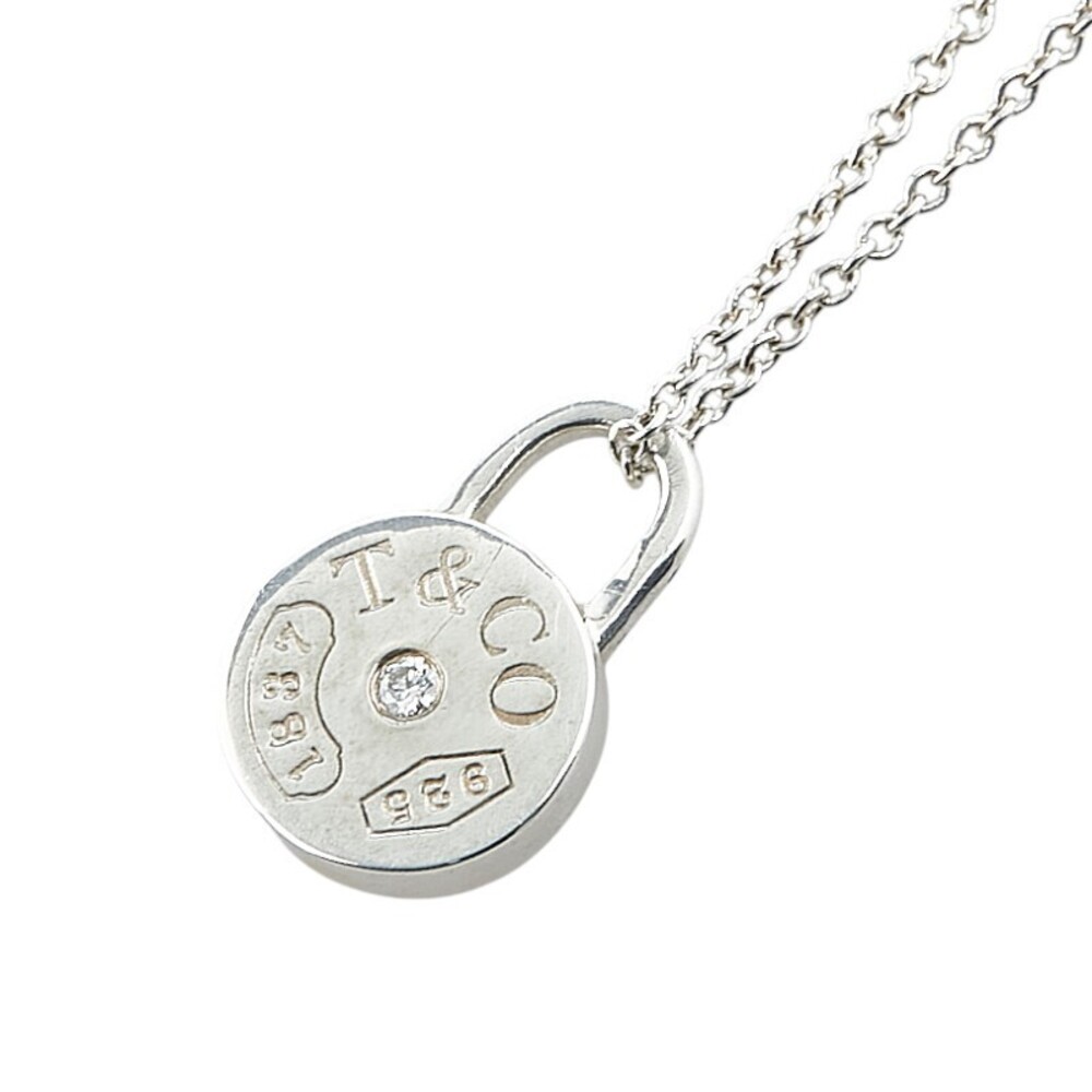 Tiffany Round Lock Diamond Necklace Sterling Silver
